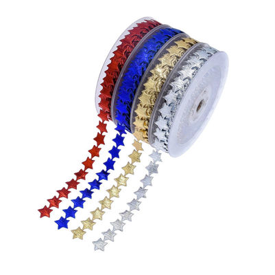 คุณภาพ  15mm*15m Ultrasonic Star Wired Ribbon Plain Pattern Jacquard Ribbon โรงงาน