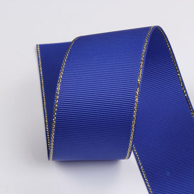 2.5 ซม โพลีเอสเตอร์ ทองขอบ ดับเบิ้ลหน้า ริบบอน Grosgrain สําหรับต้นคริสต์มาสและมือกระเป๋า