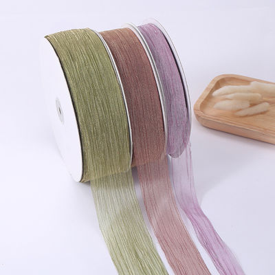 กล่องของขวัญ 25 มิลลิเมตร Organza ริบบิ้น เกาหลี 2.5 ซม Sheer Wired ริบบิ้น