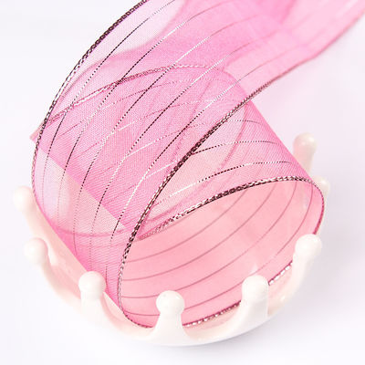 สายทอง 10-25 มม สายพอลิเอสเตอร์ Organza ริบบิ้น สําหรับการบรรจุของขวัญและกล่อง