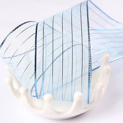 สายทอง 10-25 มม สายพอลิเอสเตอร์ Organza ริบบิ้น สําหรับการบรรจุของขวัญและกล่อง