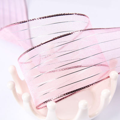 สายทอง 10-25 มม สายพอลิเอสเตอร์ Organza ริบบิ้น สําหรับการบรรจุของขวัญและกล่อง