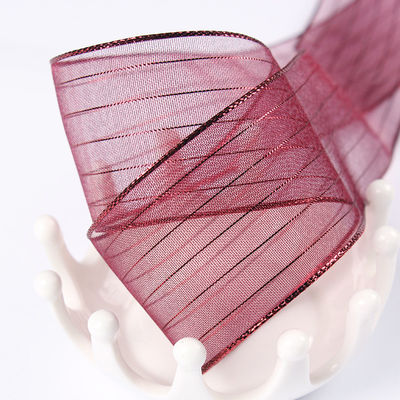 สายทอง 10-25 มม สายพอลิเอสเตอร์ Organza ริบบิ้น สําหรับการบรรจุของขวัญและกล่อง