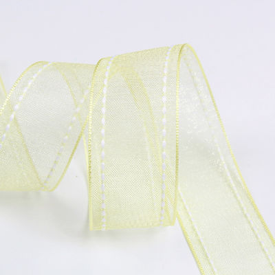 25 มิลลิเมตรของรางวัล38 มิลลิเมตร สายขอบพอลิเอสเตอร์ Organza ริบบิ้น สําหรับการบรรจุของขวัญดอกไม้