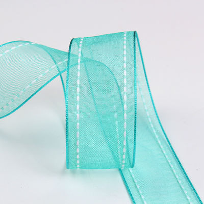 25 มิลลิเมตรของรางวัล38 มิลลิเมตร สายขอบพอลิเอสเตอร์ Organza ริบบิ้น สําหรับการบรรจุของขวัญดอกไม้