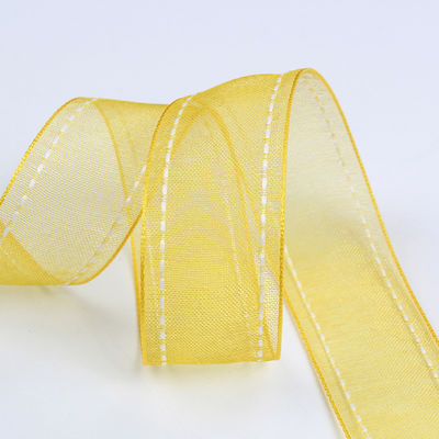 25 มิลลิเมตรของรางวัล38 มิลลิเมตร สายขอบพอลิเอสเตอร์ Organza ริบบิ้น สําหรับการบรรจุของขวัญดอกไม้