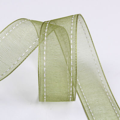 25 มิลลิเมตรของรางวัล38 มิลลิเมตร สายขอบพอลิเอสเตอร์ Organza ริบบิ้น สําหรับการบรรจุของขวัญดอกไม้