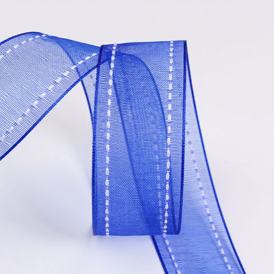 25 มิลลิเมตรของรางวัล38 มิลลิเมตร สายขอบพอลิเอสเตอร์ Organza ริบบิ้น สําหรับการบรรจุของขวัญดอกไม้
