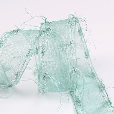 25-50 มิลลิเมตร Tassel Edge พอลิเอสเตอร์ Organza ริบบิ้น สําหรับดอกไม้ช็อคโกแลต การบรรจุของขวัญและตกแต่งเสื้อผ้า
