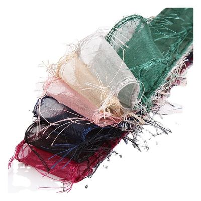 25-50 มิลลิเมตร Tassel Edge พอลิเอสเตอร์ Organza ริบบิ้น สําหรับดอกไม้ช็อคโกแลต การบรรจุของขวัญและตกแต่งเสื้อผ้า