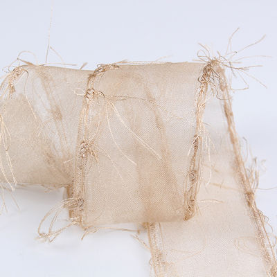 25-50 มิลลิเมตร Tassel Edge พอลิเอสเตอร์ Organza ริบบิ้น สําหรับดอกไม้ช็อคโกแลต การบรรจุของขวัญและตกแต่งเสื้อผ้า