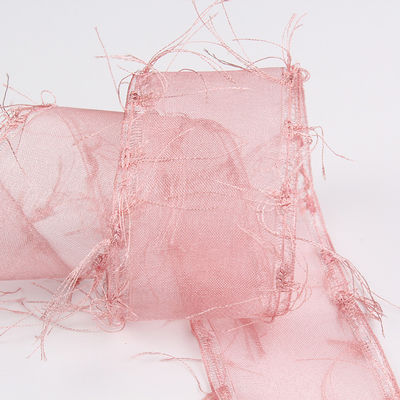 25-50 มิลลิเมตร Tassel Edge พอลิเอสเตอร์ Organza ริบบิ้น สําหรับดอกไม้ช็อคโกแลต การบรรจุของขวัญและตกแต่งเสื้อผ้า