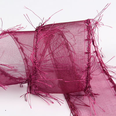25-50 มิลลิเมตร Tassel Edge พอลิเอสเตอร์ Organza ริบบิ้น สําหรับดอกไม้ช็อคโกแลต การบรรจุของขวัญและตกแต่งเสื้อผ้า