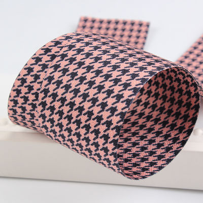 40mm Double Face Polyester Hound Stooth ริบบิ้น สําหรับการทํากระดานกระดานและตกแต่งเสื้อผ้า