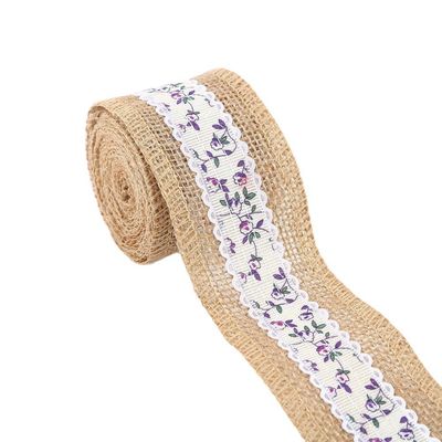 6.5cm ปอกระเจา Burlap ริบบิ้น Plain Satin แผ่นขอบ 10 ยาร์ด สะดวกต่อสิ่งแวดล้อม