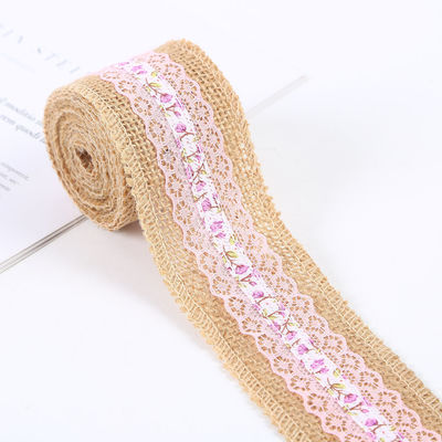 6.5cm ปอกระเจา Burlap ริบบิ้น Plain Satin แผ่นขอบ 10 ยาร์ด สะดวกต่อสิ่งแวดล้อม