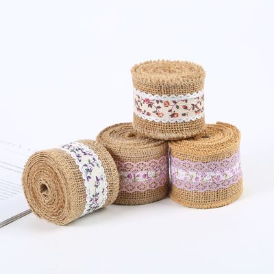 6.5cm ปอกระเจา Burlap ริบบิ้น Plain Satin แผ่นขอบ 10 ยาร์ด สะดวกต่อสิ่งแวดล้อม