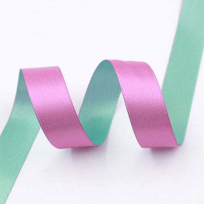 สีคู่ พอลิเอสเตอร์ริบอน รอลล์ โรสฟ้า 25 มม ซาติน พอลิริบอน