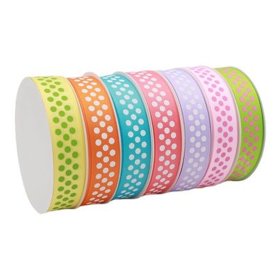 ดอท Custom Printed Grosgrain ริบบิ้น สีเขียว ODM สีส้ม Grosgrain ริบบิ้น