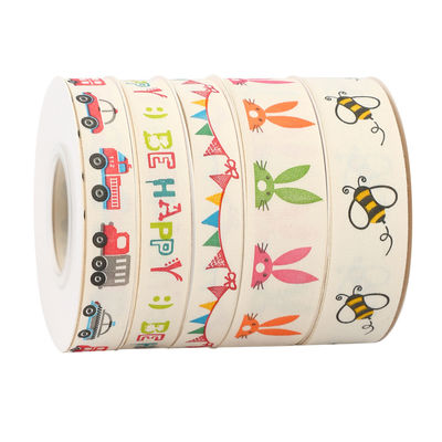 การ์ตูน บันเทิงของขวัญตามสั่ง 1cm-2.5cm Animal Print ริบบิ้น ขาว
