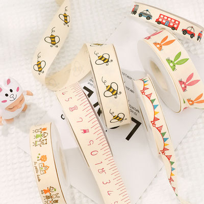 การ์ตูน บันเทิงของขวัญตามสั่ง 1cm-2.5cm Animal Print ริบบิ้น ขาว