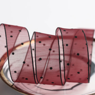 10mm-60mm Dot Velvet Wired ริบบิ้น กระเบื้องกระเบื้องกระเบื้องกระเบื้องกระเบื้อง
