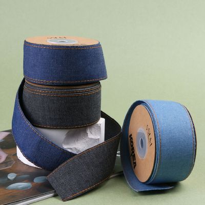 OEM ODM Blue Denim Jeans ริบบิ้น 12mm-38mm ริบบิ้น สําหรับกางเกง