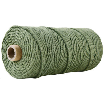 สีเขียว 3 สาย สายไนลอนบิด 3 มิลลิเมตร Macrame สายผ้าใบ