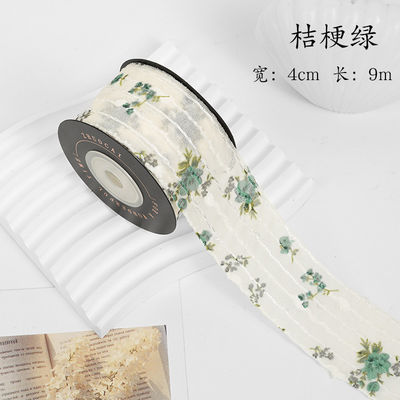 ดอกไม้พิมพ์ส่วนบุคคล Organza ริบบิ้น 4 ซม Flora Ivory Organza ริบบิ้น