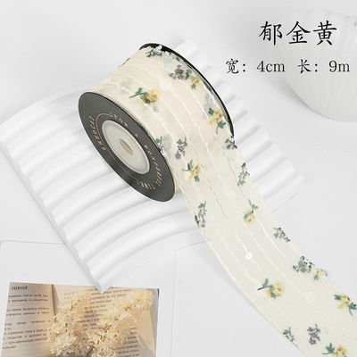 ดอกไม้พิมพ์ส่วนบุคคล Organza ริบบิ้น 4 ซม Flora Ivory Organza ริบบิ้น