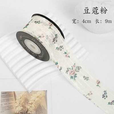 ดอกไม้พิมพ์ส่วนบุคคล Organza ริบบิ้น 4 ซม Flora Ivory Organza ริบบิ้น