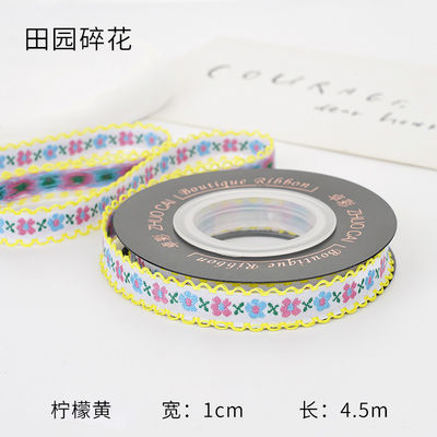 OEM ODM ดอกไม้ Jacquard Trim 10 มม-25 มม ดอกไม้ Jacquard ริบบิ้น