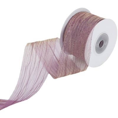 พอลิเอสเตอร์ 38 มม Organza ริบบิ้น สะอาดต่อสิ่งแวดล้อม สีชมพูเบา Organza ริบบิ้น