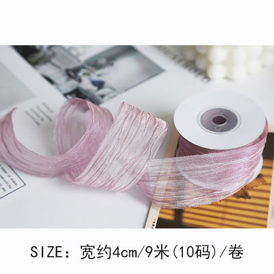 พอลิเอสเตอร์ 38 มม Organza ริบบิ้น สะอาดต่อสิ่งแวดล้อม สีชมพูเบา Organza ริบบิ้น