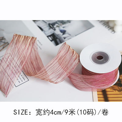 พอลิเอสเตอร์ 38 มม Organza ริบบิ้น สะอาดต่อสิ่งแวดล้อม สีชมพูเบา Organza ริบบิ้น