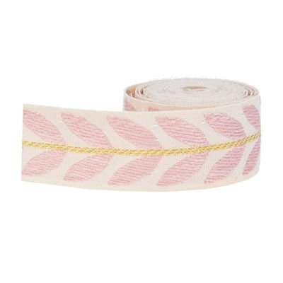 25mm*2y Jacquard Leaf ริบบิ้น กระดานกระดานคริสต์มาสที่เป็นมิตรต่อสิ่งแวดล้อม