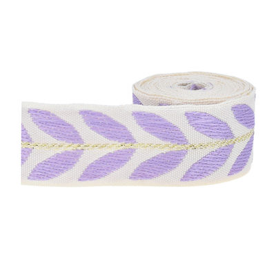 25mm*2y Jacquard Leaf ริบบิ้น กระดานกระดานคริสต์มาสที่เป็นมิตรต่อสิ่งแวดล้อม
