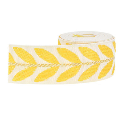 25mm*2y Jacquard Leaf ริบบิ้น กระดานกระดานคริสต์มาสที่เป็นมิตรต่อสิ่งแวดล้อม