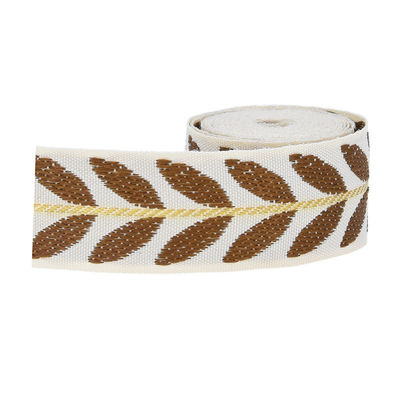 25mm*2y Jacquard Leaf ริบบิ้น กระดานกระดานคริสต์มาสที่เป็นมิตรต่อสิ่งแวดล้อม