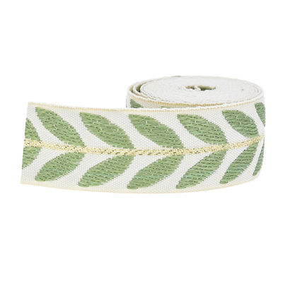 25mm*2y Jacquard Leaf ริบบิ้น กระดานกระดานคริสต์มาสที่เป็นมิตรต่อสิ่งแวดล้อม
