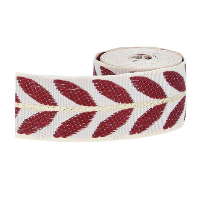 25mm*2y Jacquard Leaf ริบบิ้น กระดานกระดานคริสต์มาสที่เป็นมิตรต่อสิ่งแวดล้อม