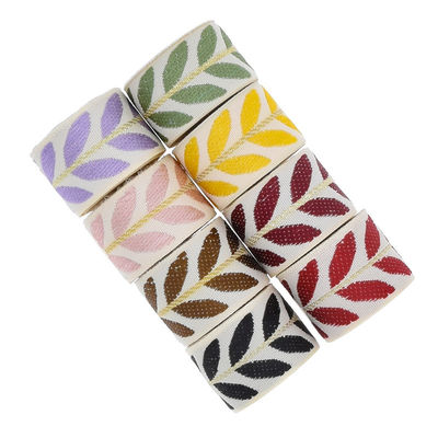 25mm*2y Jacquard Leaf ริบบิ้น กระดานกระดานคริสต์มาสที่เป็นมิตรต่อสิ่งแวดล้อม