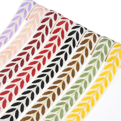 25mm*2y Jacquard Leaf ริบบิ้น กระดานกระดานคริสต์มาสที่เป็นมิตรต่อสิ่งแวดล้อม