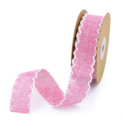 25mm * 10y Burlap ริบบิ้น Rolls Weave Edge 2.5cm Burlap Trim By The ลาน ผงผงผงผงผงผงผง