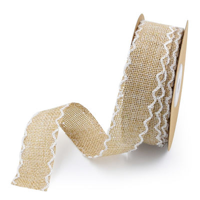 25mm * 10y Burlap ริบบิ้น Rolls Weave Edge 2.5cm Burlap Trim By The ลาน ผงผงผงผงผงผงผง