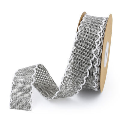 25mm * 10y Burlap ริบบิ้น Rolls Weave Edge 2.5cm Burlap Trim By The ลาน ผงผงผงผงผงผงผง