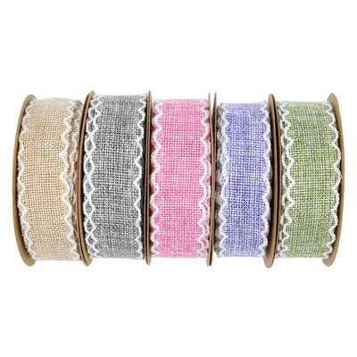 25mm * 10y Burlap ริบบิ้น Rolls Weave Edge 2.5cm Burlap Trim By The ลาน ผงผงผงผงผงผงผง