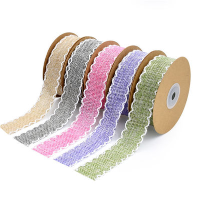 25mm * 10y Burlap ริบบิ้น Rolls Weave Edge 2.5cm Burlap Trim By The ลาน ผงผงผงผงผงผงผง