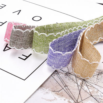 25mm * 10y Burlap ริบบิ้น Rolls Weave Edge 2.5cm Burlap Trim By The ลาน ผงผงผงผงผงผงผง