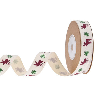 15mm*3y ริบบอนของขวัญคริสต์มาส สายพิมพ์สีขาว